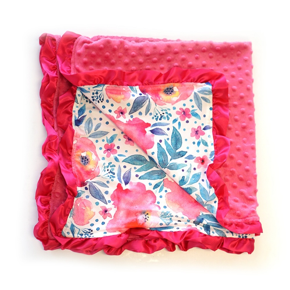 Printed Minky Ruffle Blanket MT-600031